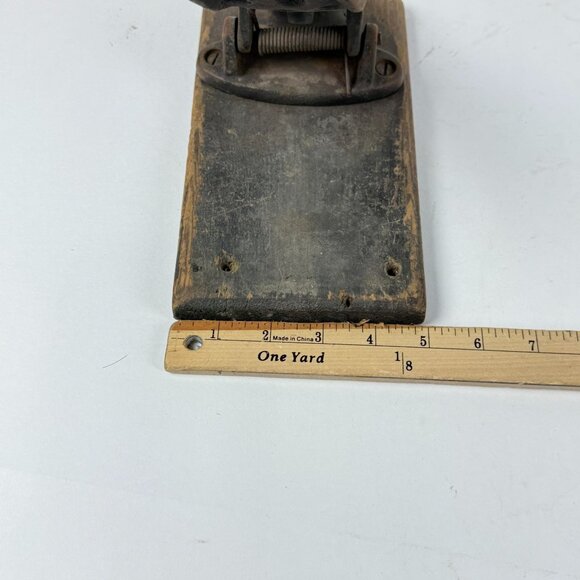 Antique Cast Iron Treadle Presser Foot With Wooden Base Sewing Machine Attachmen - Picture 9 of 13